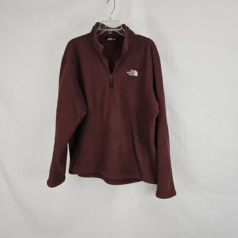 The North Face Men's Brown  1/4 Zip Waffle Fleece Pullover Size XL Texture